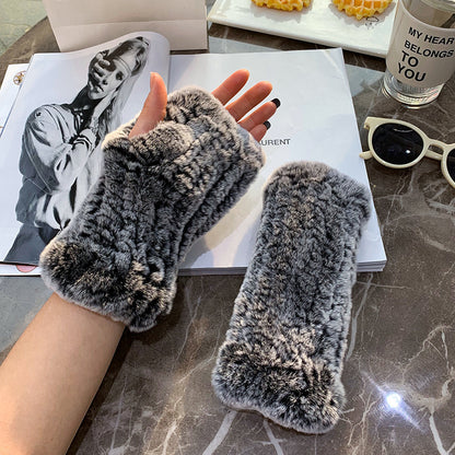 Sweet Warm And Thickened Rex Rabbit Fur Gloves
 Product information:
 
 Fabric name: rabbit fur
 
 Color: red, khaki, black, white, nude pink, beige, gray, flower blue, purple blue, flower yellow pink, dark browClothing & Apparel for WomenShoparamas.comThickened Rex Rabbit Fur Gloves