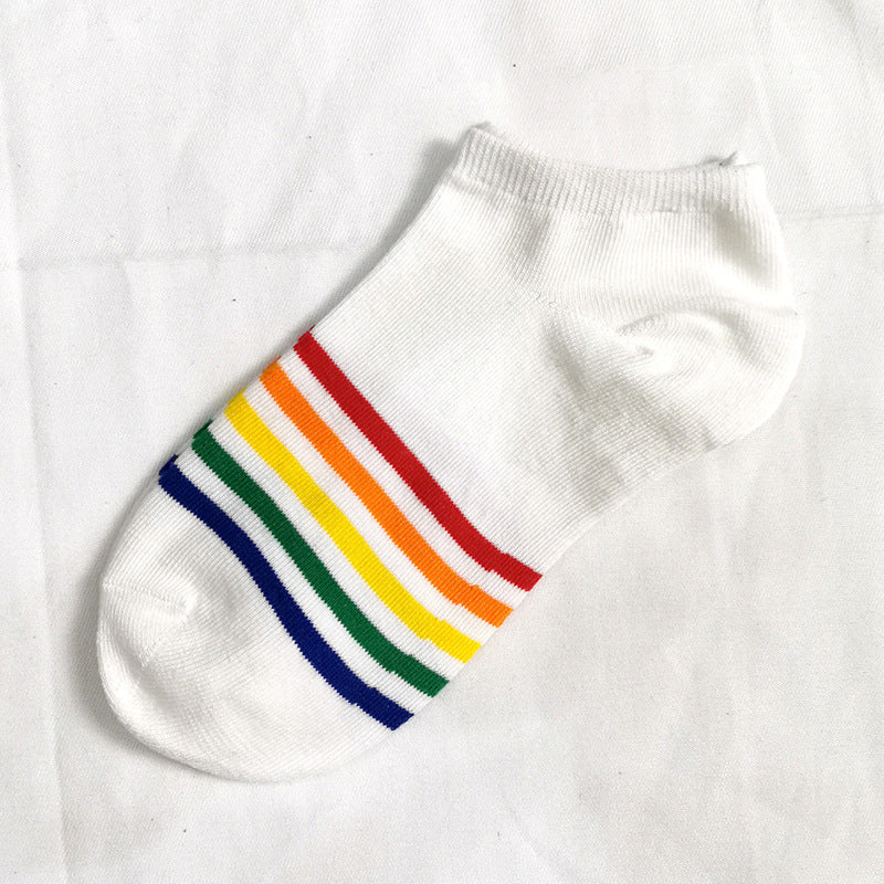 Rainbow Short Tube Low Top Doll Unisex Ins Trend Trendy Socks
 Product information:
 
 Pattern: Cartoon
 
 Color: No. 1 color, No. 2 color, No. 3 color, No. 4 color
 
 Length of socks: short tube
 
 Size: free size
 
 Fabric nClothing & Apparel for WomenShoparamas.comRainbow Short Tube Low Top Doll Unisex Ins Trend Trendy Socks