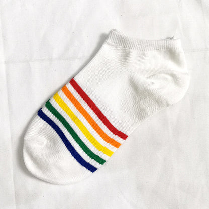 Rainbow Short Tube Low Top Doll Unisex Ins Trend Trendy Socks
 Product information:
 
 Pattern: Cartoon
 
 Color: No. 1 color, No. 2 color, No. 3 color, No. 4 color
 
 Length of socks: short tube
 
 Size: free size
 
 Fabric nClothing & Apparel for WomenShoparamas.comRainbow Short Tube Low Top Doll Unisex Ins Trend Trendy Socks