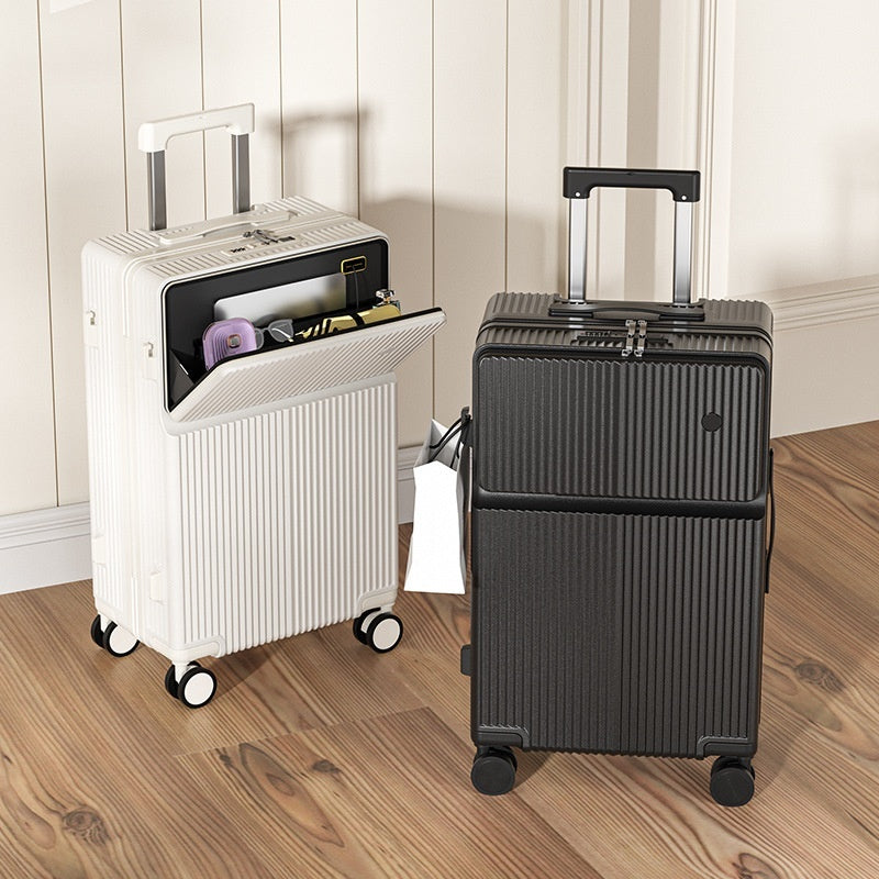 Front Half-opening Multifunctional Luggage
 Product information:
 
 Lining texture: Polyester
 
 Applicable scenario: leisure travel
 
 Color: 3029# front fastening Black, 3029# front fastening pink, 3029# fLuggage & Travel BagsShoparamas.comFront Half-opening Multifunctional Luggage