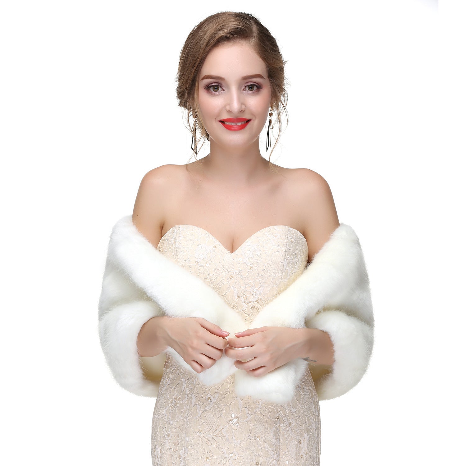 High-end Wedding Dress Winter Warm Fur Shawl
 Product information:
 
 Pattern: Monochrome
 
 Color: black, white, light gray, Burgundy, dark gray
 
 Applicable Gender: Female
 
 Inventory Type: whole transactiClothing & Apparel for WomenShoparamas.comHigh-end Wedding Dress Winter Warm Fur Shawl