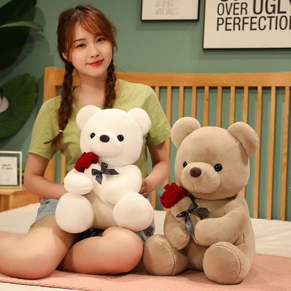 Lovely Hug Roses Teddy Bear, Nice Birthday Gift Girlfriend Valentine's Day