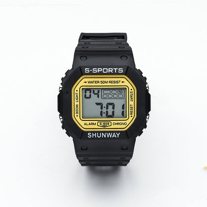 Waterproof Luminous Small Square Student Electronic Watch
 Product information:
 
 Display type: number
 
 Style: Sports
 
 Waterproof performance: 50m
 
 Movement type: electronic
 
 Dial diameter: 44mm
 
 Thickness: 14.50Shoparamas.comWaterproof Luminous Small Square Student Electronic Watch