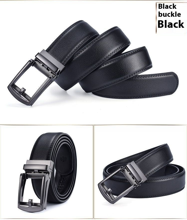 Men's Leather Belt Automatic Buckle Two-layer Cowhide
 Product information:
 
 Treatment Process: Hollow
 
 Width: ordinary (2-4cm)
 
 Color: Black reverse pull buckle, Brown reverse pull buckle
 
 Belt buckle material0Shoparamas.comLeather Belt Automatic Buckle