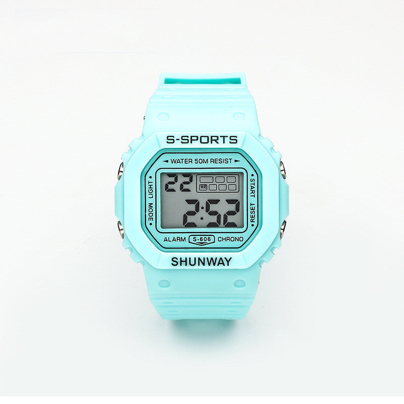 Waterproof Luminous Small Square Student Electronic Watch
 Product information:
 
 Display type: number
 
 Style: Sports
 
 Waterproof performance: 50m
 
 Movement type: electronic
 
 Dial diameter: 44mm
 
 Thickness: 14.50Shoparamas.comWaterproof Luminous Small Square Student Electronic Watch