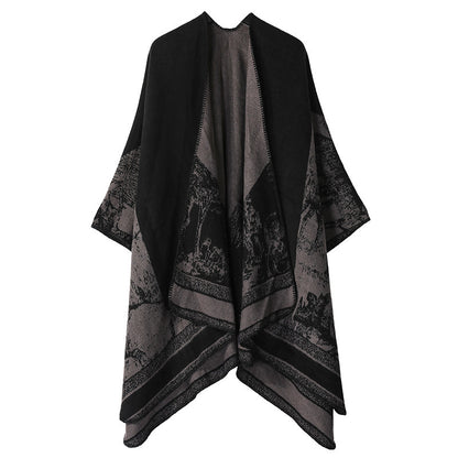 Women's Split Cloak Shawl Classical Style Double-sided Tassel Travel W
 Product information:
 
 Pattern: Graffiti
 
 Color: Court classical-black, court classical-turquoise, court classical-navy blue, court classical-khaki, court classClothing & Apparel for WomenShoparamas.comWomen'