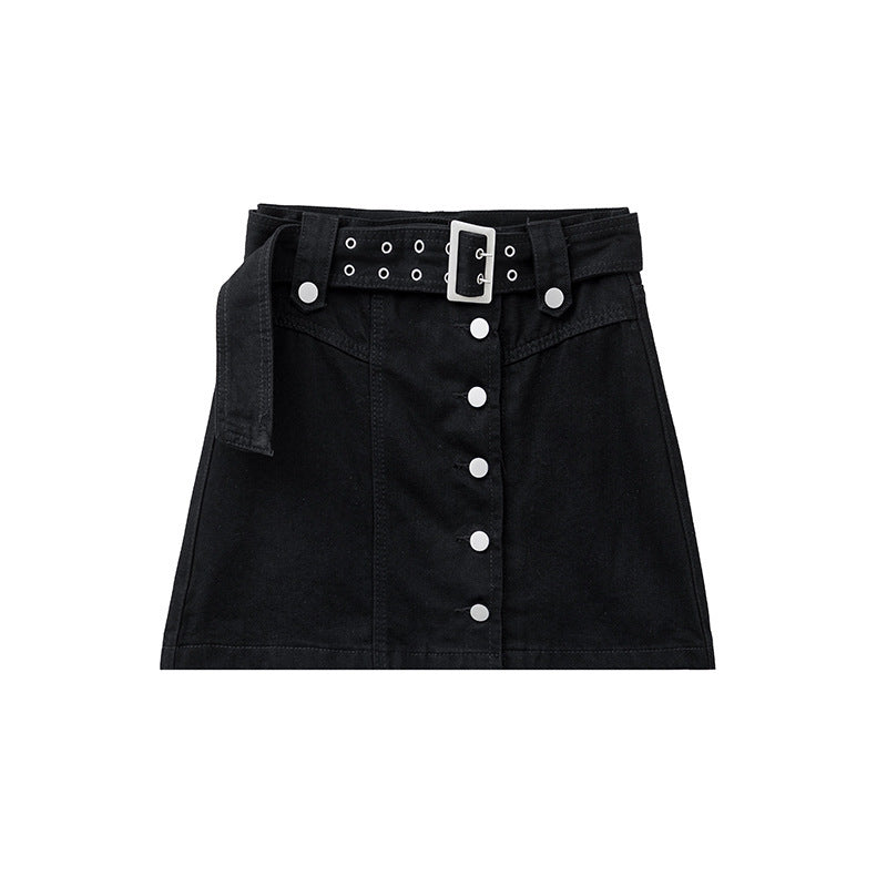 Belt Design Sense Denim Skirt Female