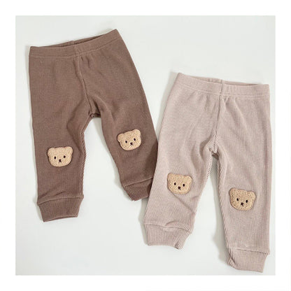 Waffle Bear Pants Baby Trousers Cute Outing Harem Pants