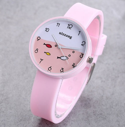 Children Watch For Girls Color Silicone Strap Fashion Quartz Wristwatc
Clasp Type: Buckle 

Dial Diameter: 36mm

Band Width: 15mm

Movement: Quartz

Dial Window Material Type: Glass

Style: Fashion &amp; Casual

Water Resistance Depth:WatchesShoparamas.comGirls Color Silicone Strap Fashion Quartz Wristwatch Fish Dial Cartoon Kids Clock