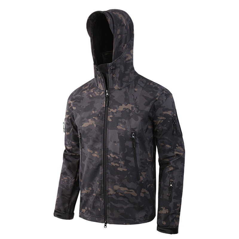 Shark skin soft shell men's sport camouflage suit