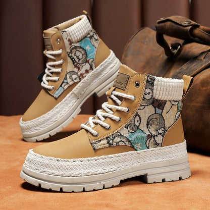 Men's Casual All-match Worker Boot High-top Shoes