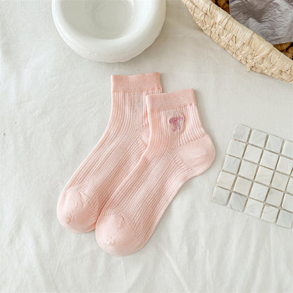 Bow Embroidered Short Thin Socks
 Product information:
 
 Fabric name: Cotton
 
 Color: short tube black, short tube Gray, short tube pink, short tube white, short tube Milky White
 
 Length of socClothing & Apparel for WomenShoparamas.comBow Embroidered Short Thin Socks