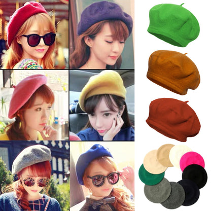 Women's Wool Beret Vintage British Knitted Painter Cap Warm Hat
 Product information:
 
 Fabric name: Wool
 
 Color: pink, red, Rose Red, wine red, orange, Milky White, Milky White, camel, yellow, Taro purple, sky blue, Lake BluClothing & Apparel for WomenShoparamas.comWool Beret Vintage British Knitted Painter Cap Warm Hat