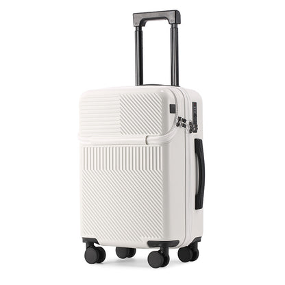 US Multi-functional Front Fastening Luggage Large Capacity
 Product information:
 
 Pattern: solid color
 
 Lining texture: Polyester
 
 Applicable scenario: leisure travel
 
 Color: white, black, red, dark green, silver
 
Luggage & Travel BagsShoparamas.comMulti-functional Front Fastening Luggage Large Capacity