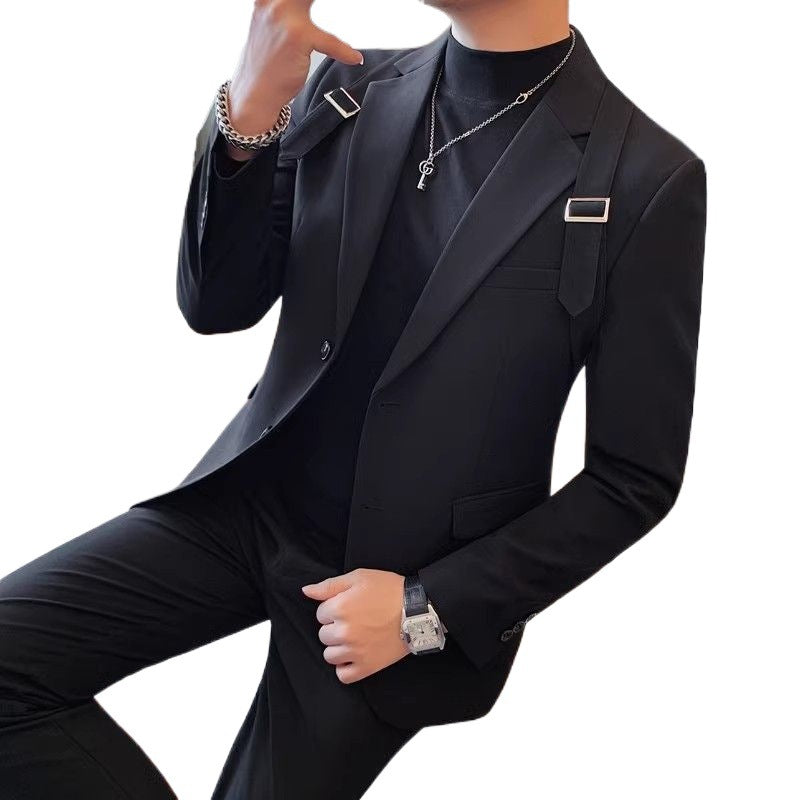 Design Strap Casual Men's Slim Jacket
 Product information:
 
 Color: Black, Brown
 
 Size: M [45.00kg-55.00kg],L [55.00kg-65.00kg],XL [65.00kg-75.00kg],2XL [75.00kg-85.00kg],3XL [85.00kg-95.00kg], 4XL Clothing & Apparel for MenShoparamas.comDesign Strap Casual Men'