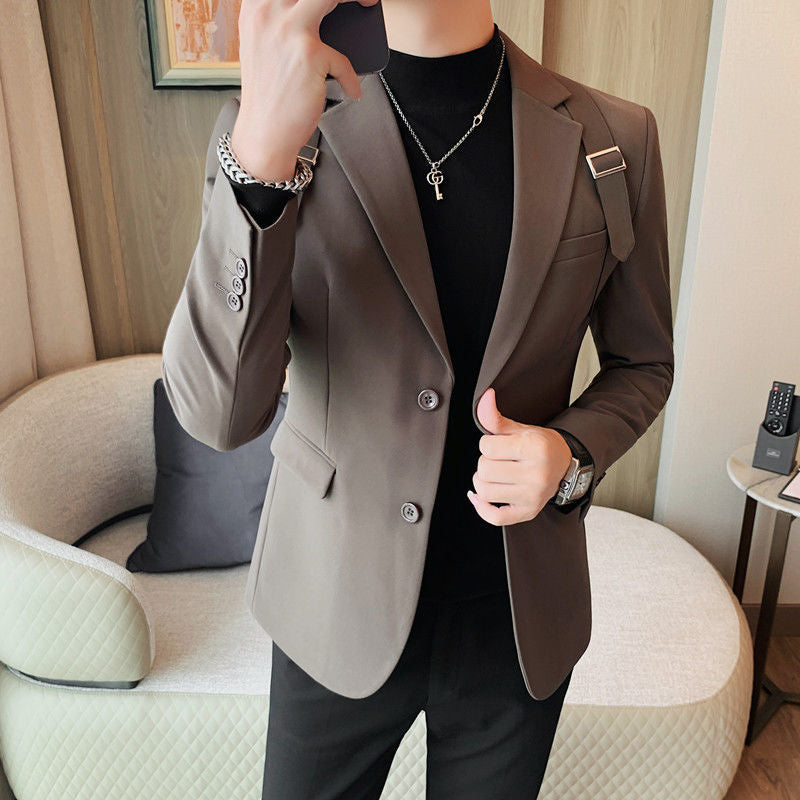 Design Strap Casual Men's Slim Jacket
 Product information:
 
 Color: Black, Brown
 
 Size: M [45.00kg-55.00kg],L [55.00kg-65.00kg],XL [65.00kg-75.00kg],2XL [75.00kg-85.00kg],3XL [85.00kg-95.00kg], 4XL Clothing & Apparel for MenShoparamas.comDesign Strap Casual Men'