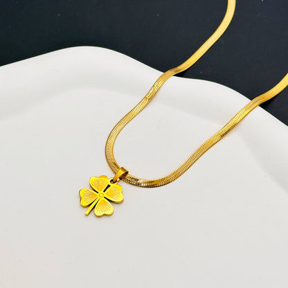 Women's Fashion Temperament Titanium Steel No Fading Clavicle Chain Ea
 Product information:
 
 Treatment Process: Electroplating
 
 Color: four-leaf clover necklace Golden-896, four-leaf clover bracelet gold 5155, earrings gold 7619
 Women's JewelryShoparamas.comFading Clavicle Chain Earrings Suit