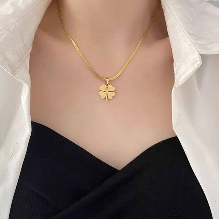 Women's Fashion Temperament Titanium Steel No Fading Clavicle Chain Ea
 Product information:
 
 Treatment Process: Electroplating
 
 Color: four-leaf clover necklace Golden-896, four-leaf clover bracelet gold 5155, earrings gold 7619
 Women's JewelryShoparamas.comFading Clavicle Chain Earrings Suit