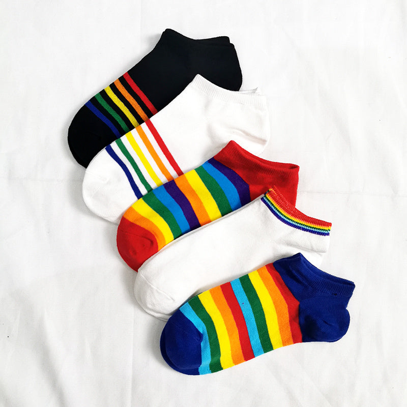 Rainbow Short Tube Low Top Doll Unisex Ins Trend Trendy Socks
 Product information:
 
 Pattern: Cartoon
 
 Color: No. 1 color, No. 2 color, No. 3 color, No. 4 color
 
 Length of socks: short tube
 
 Size: free size
 
 Fabric nClothing & Apparel for WomenShoparamas.comRainbow Short Tube Low Top Doll Unisex Ins Trend Trendy Socks