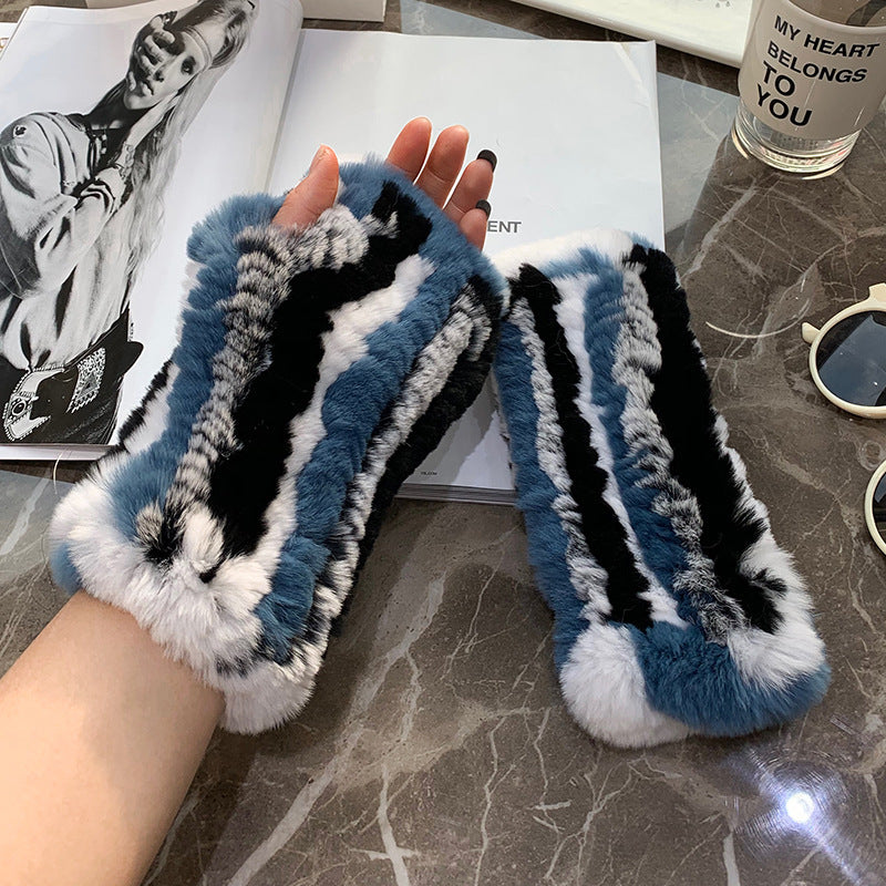 Sweet Warm And Thickened Rex Rabbit Fur Gloves
 Product information:
 
 Fabric name: rabbit fur
 
 Color: red, khaki, black, white, nude pink, beige, gray, flower blue, purple blue, flower yellow pink, dark browClothing & Apparel for WomenShoparamas.comThickened Rex Rabbit Fur Gloves