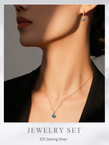 Women's Light Luxury Sea Blue Artificial Diamond Earrings Necklace
 Product information:
 
 Treatment Process: Micro inlay
 
 Color: white gold
 
 Pendant material: 925 silver
 
 Chain style: cross chain
 
 Material: Silver
 
 PuriWomen's JewelryShoparamas.comLight Luxury Sea Blue Artificial Diamond Earrings Necklace