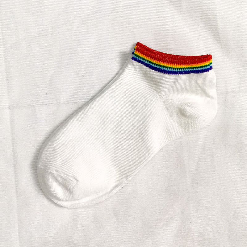 Rainbow Short Tube Low Top Doll Unisex Ins Trend Trendy Socks
 Product information:
 
 Pattern: Cartoon
 
 Color: No. 1 color, No. 2 color, No. 3 color, No. 4 color
 
 Length of socks: short tube
 
 Size: free size
 
 Fabric nClothing & Apparel for WomenShoparamas.comRainbow Short Tube Low Top Doll Unisex Ins Trend Trendy Socks