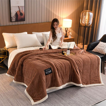 Thick Warm Winter Bed Blankets Wool Blanket Bedspread
 
 Product information :
 
 
 Color: cashmere+flannel [blue-gray] cashmere+flannel [gray] cashmere+flannel [blue] cashmere+flannel [pink] cashmere+flannel [fruit grBedding & DecorShoparamas.comThick Warm Winter Bed Blankets Wool Blanket Bedspread