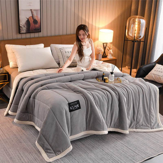 Thick Warm Winter Bed Blankets Wool Blanket Bedspread
 
 Product information :
 
 
 Color: cashmere+flannel [blue-gray] cashmere+flannel [gray] cashmere+flannel [blue] cashmere+flannel [pink] cashmere+flannel [fruit grBedding & DecorShoparamas.comThick Warm Winter Bed Blankets Wool Blanket Bedspread