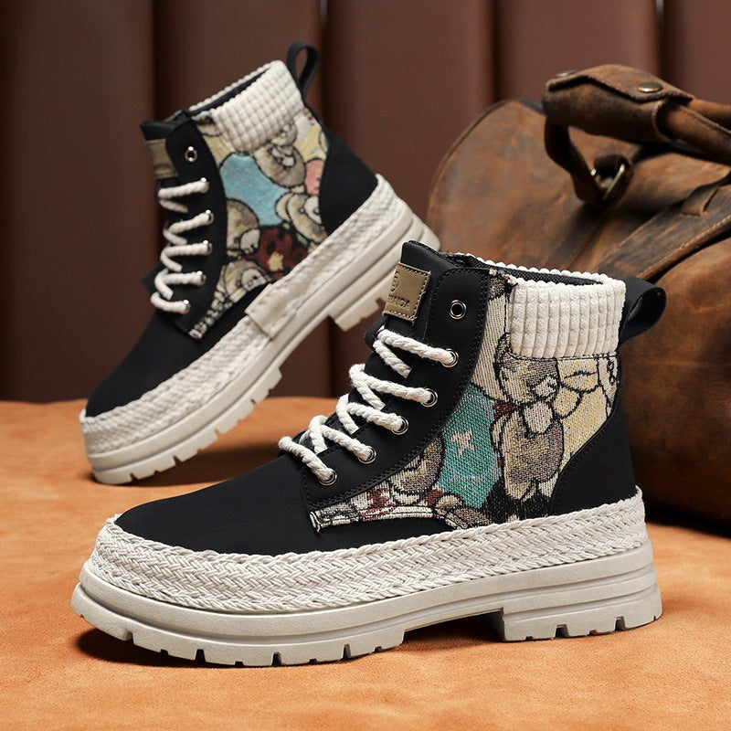 Men's Casual All-match Worker Boot High-top Shoes