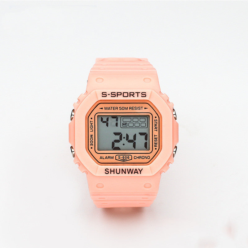 Waterproof Luminous Small Square Student Electronic Watch
 Product information:
 
 Display type: number
 
 Style: Sports
 
 Waterproof performance: 50m
 
 Movement type: electronic
 
 Dial diameter: 44mm
 
 Thickness: 14.50Shoparamas.comWaterproof Luminous Small Square Student Electronic Watch