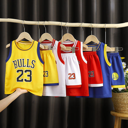 Children's Clothing Sports Basketball Wear Children's Clothing Boys' S
 Product information:
 
 Color: white, yellow, red, black, dark blue
 
 Gift Box content: Clothing
 
 Suitable height: 90cm,100cm,110cm,120cm,130cm,140cm,150cm,160cBabies & ToddlersShoparamas.comClothing Sports Basketball Wear Children'