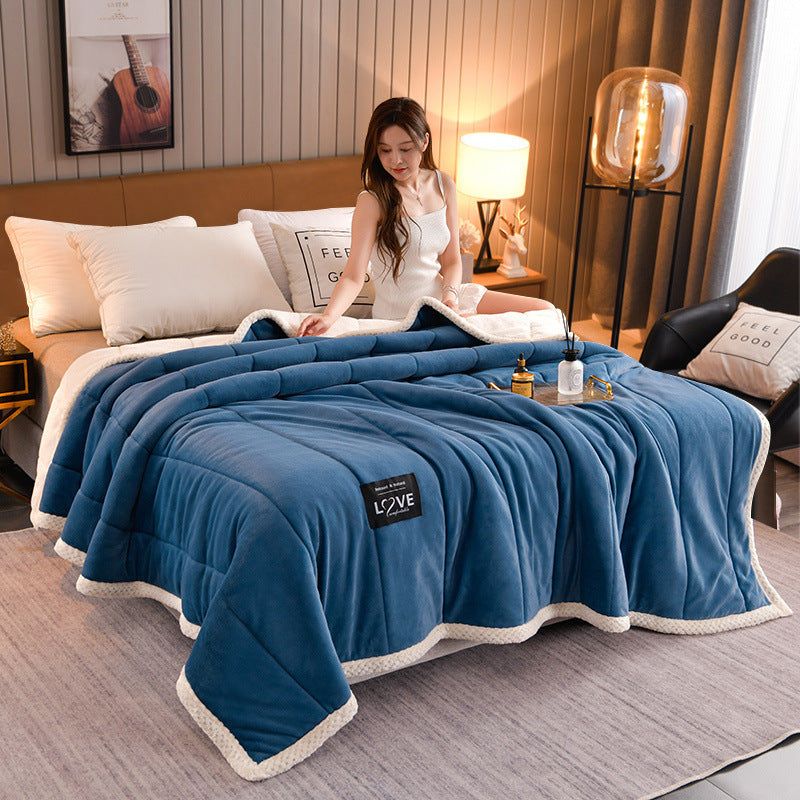 Thick Warm Winter Bed Blankets Wool Blanket Bedspread
 
 Product information :
 
 
 Color: cashmere+flannel [blue-gray] cashmere+flannel [gray] cashmere+flannel [blue] cashmere+flannel [pink] cashmere+flannel [fruit grBedding & DecorShoparamas.comThick Warm Winter Bed Blankets Wool Blanket Bedspread