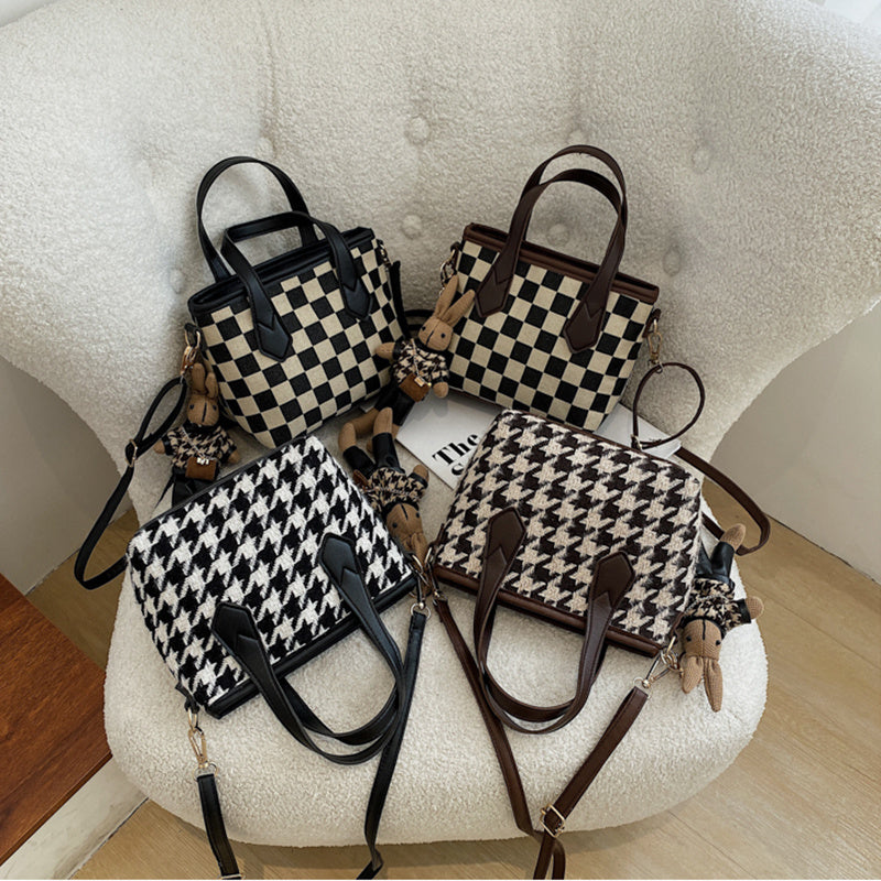 Fashion Houndstooth Shoulder Bags Portable Checkerboard Handbags All-match Messenger Bag Women Totes