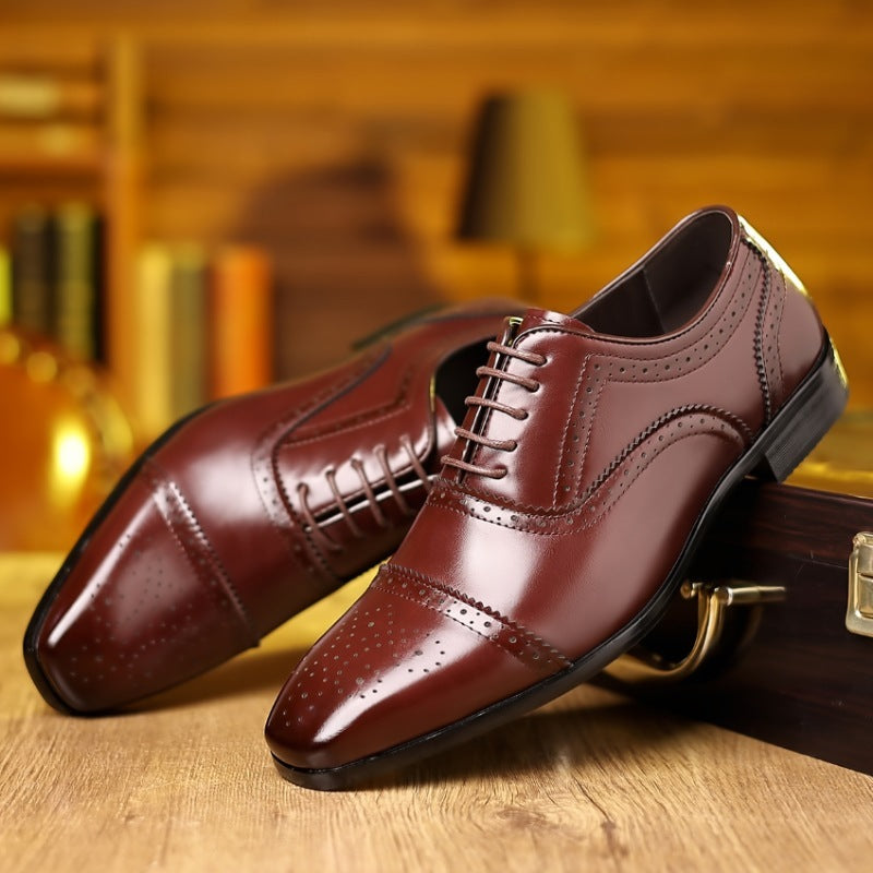 Plus Size Men's Business Formal British Pointed Leather Shoes