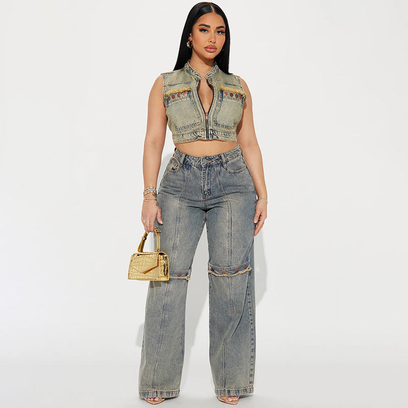 Y2k Baggy Wide Leg Jeans Women Vintage Streetwear Washed Denim Pants Grunge Basic Slouchy Trousers