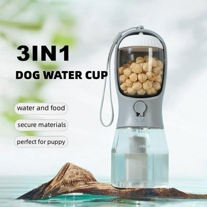 Dog Water Cup Drinking Food Garbage Bag Three-in-one Portable Small Mu
 Overview:


 1. 3-in-1 Design: This pet water bottle features a built-in 600ml water, 100g food container, and waste bag compartment, providing all-in-one conveniePet SuppliesShoparamas.comDog Water Cup Drinking Food Garbage Bag