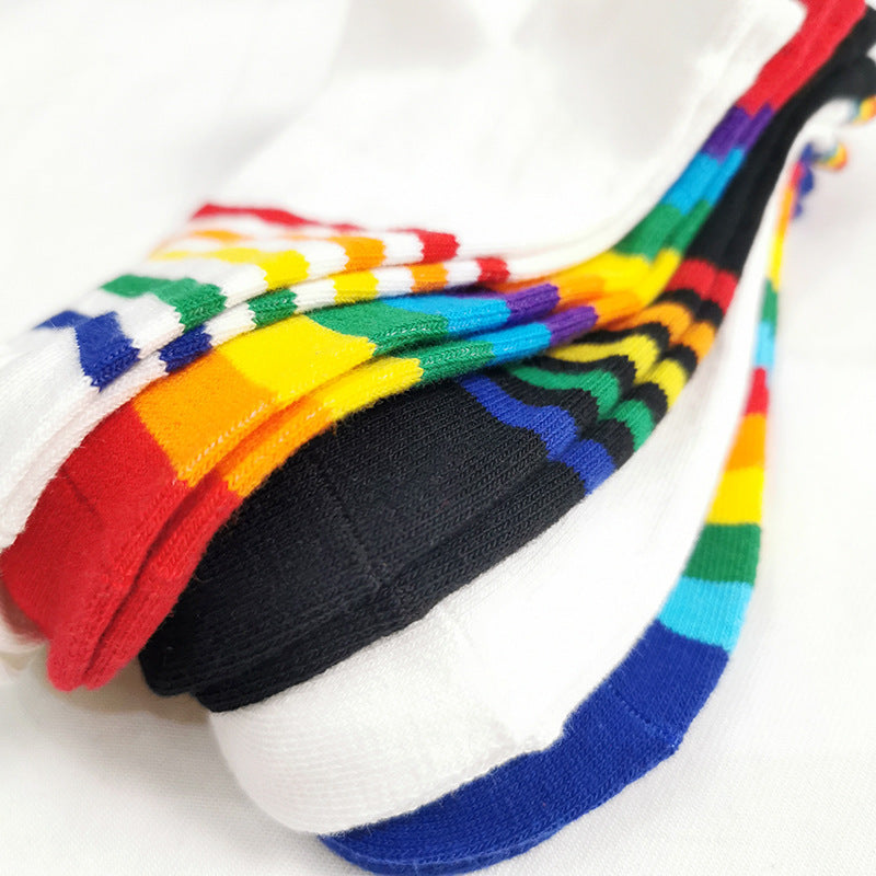 Rainbow Short Tube Low Top Doll Unisex Ins Trend Trendy Socks
 Product information:
 
 Pattern: Cartoon
 
 Color: No. 1 color, No. 2 color, No. 3 color, No. 4 color
 
 Length of socks: short tube
 
 Size: free size
 
 Fabric nClothing & Apparel for WomenShoparamas.comRainbow Short Tube Low Top Doll Unisex Ins Trend Trendy Socks