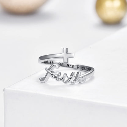 Cross Ring Sterling Silver Faith Adjustable Open Ring Jewelry.Overview:


The cross ring implies a person's lifelong faith. "Everything is possible" is engraved on the inside of the ring. Believe in your faith and your abilitieWomen's JewelryShoparamas.comCross Ring Sterling Silver Faith Adjustable Open Ring Jewelry