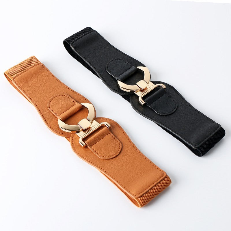 Fashion Women's Stretch Belt Accessories
 Product information:
 
 Width: thick type (&gt;4cm)
 
 Color: Black YF 516, Brown YF 516
 
 Belt buckle material: Alloy
 
 Material: PU (artificial leather)
 
 FasClothing & Apparel for WomenShoparamas.comStretch Belt Accessories