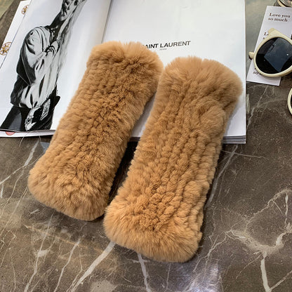 Sweet Warm And Thickened Rex Rabbit Fur Gloves
 Product information:
 
 Fabric name: rabbit fur
 
 Color: red, khaki, black, white, nude pink, beige, gray, flower blue, purple blue, flower yellow pink, dark browClothing & Apparel for WomenShoparamas.comThickened Rex Rabbit Fur Gloves