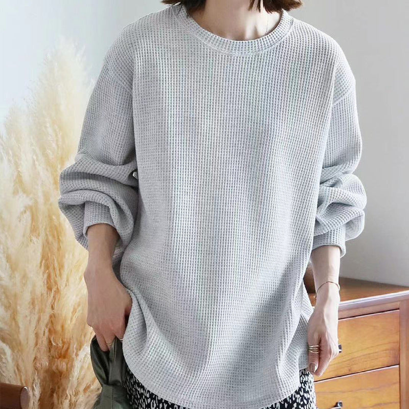 Loose Casual High-grade Waffle Bottoming Shirt