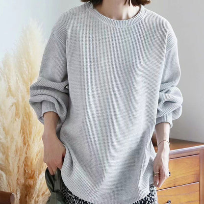 Loose Casual High-grade Waffle Bottoming Shirt