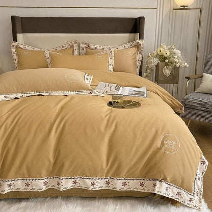 Cotton Bed Linen Embroidered Quilt Cover Bedding
 Product information:
 
 Fabric density: 200X95
 
 Fabric count: 60
 
 Printing and dyeing process: reactive printing and dyeing
 
 Style: sheet type/bed sheet typeBedding DecorShoparamas.comCotton Bed Linen Embroidered Quilt Cover Bedding