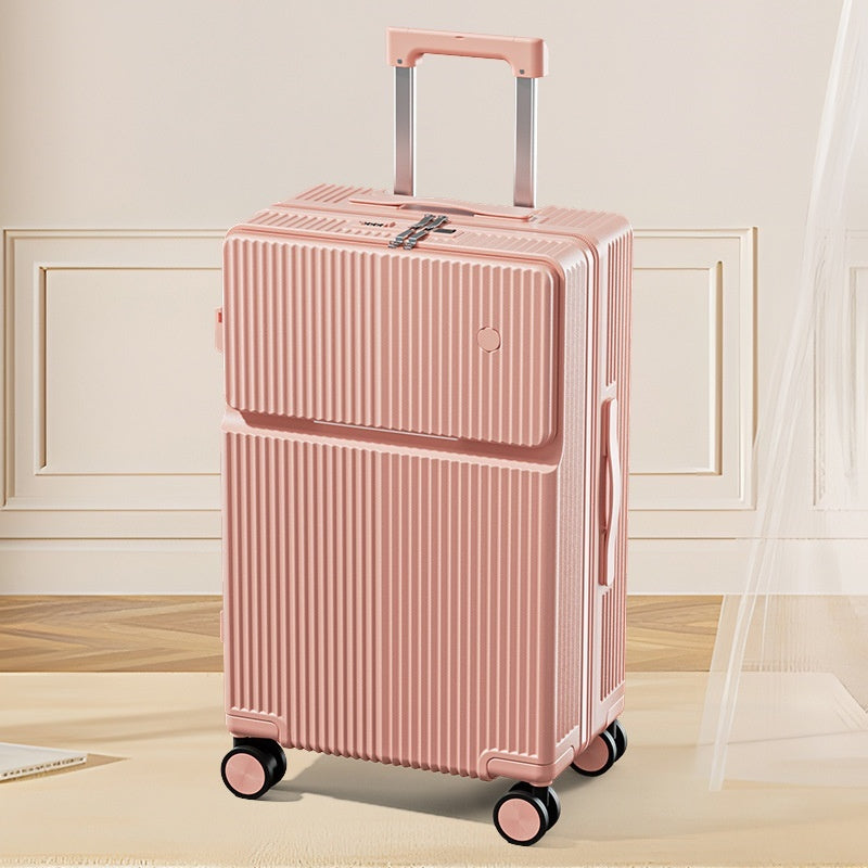 Front Half-opening Multifunctional Luggage
 Product information:
 
 Lining texture: Polyester
 
 Applicable scenario: leisure travel
 
 Color: 3029# front fastening Black, 3029# front fastening pink, 3029# fLuggage & Travel BagsShoparamas.comFront Half-opening Multifunctional Luggage