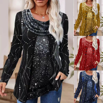 Fashion Personality Sequin Stitching Women's Top