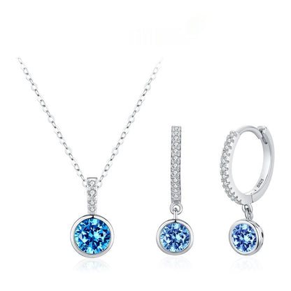 Women's Light Luxury Sea Blue Artificial Diamond Earrings Necklace
 Product information:
 
 Treatment Process: Micro inlay
 
 Color: white gold
 
 Pendant material: 925 silver
 
 Chain style: cross chain
 
 Material: Silver
 
 PuriWomen's JewelryShoparamas.comLight Luxury Sea Blue Artificial Diamond Earrings Necklace