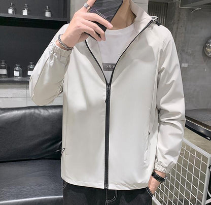 Men's Fashionable Hooded Jacket in Solid Colors Suitable for any season