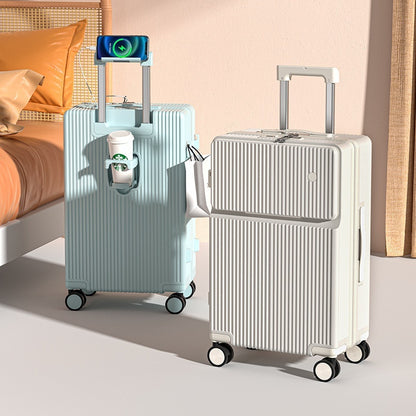 Front Half-opening Multifunctional Luggage
 Product information:
 
 Lining texture: Polyester
 
 Applicable scenario: leisure travel
 
 Color: 3029# front fastening Black, 3029# front fastening pink, 3029# fLuggage & Travel BagsShoparamas.comFront Half-opening Multifunctional Luggage