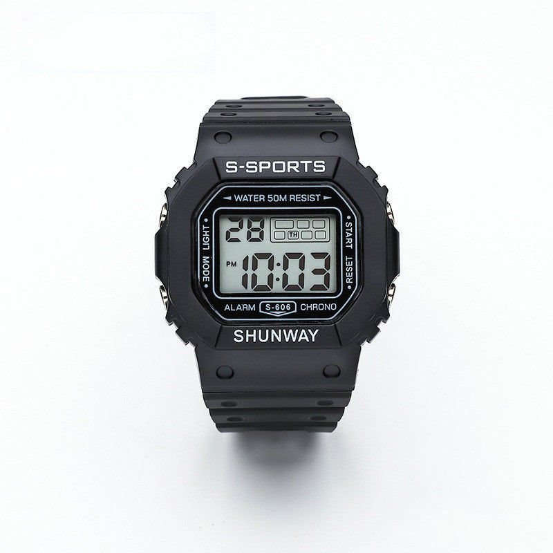 Waterproof Luminous Small Square Student Electronic Watch
 Product information:
 
 Display type: number
 
 Style: Sports
 
 Waterproof performance: 50m
 
 Movement type: electronic
 
 Dial diameter: 44mm
 
 Thickness: 14.50Shoparamas.comWaterproof Luminous Small Square Student Electronic Watch